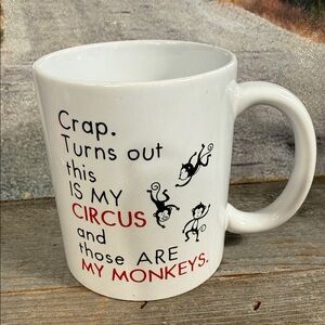 🐒 "My Circus, My Monkeys" Sarcastic Coffee Mug. 11oz Ceramic White Family Mug